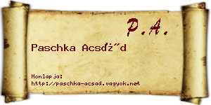 Paschka Acsád névjegykártya